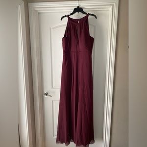 Halter style wine colored bridesmaid dress